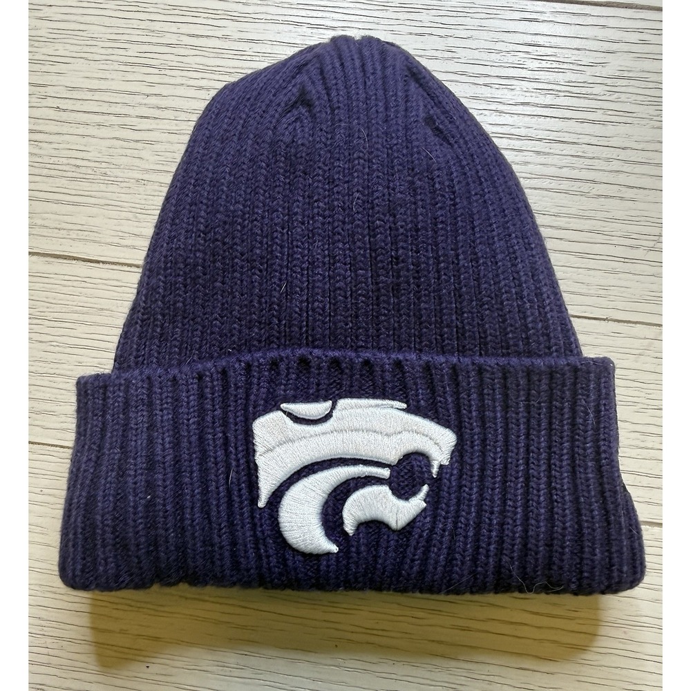 Kansas State Wildcats NCAA Purple Simple Knit Beanie Lined Winter Cap Hat Youth